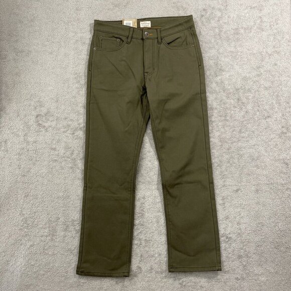 NEW Weatherproof Men's Reg Fit Fleece-Lined Stretch Canvas Pants, Green 30X30 - Picture 2 of 10